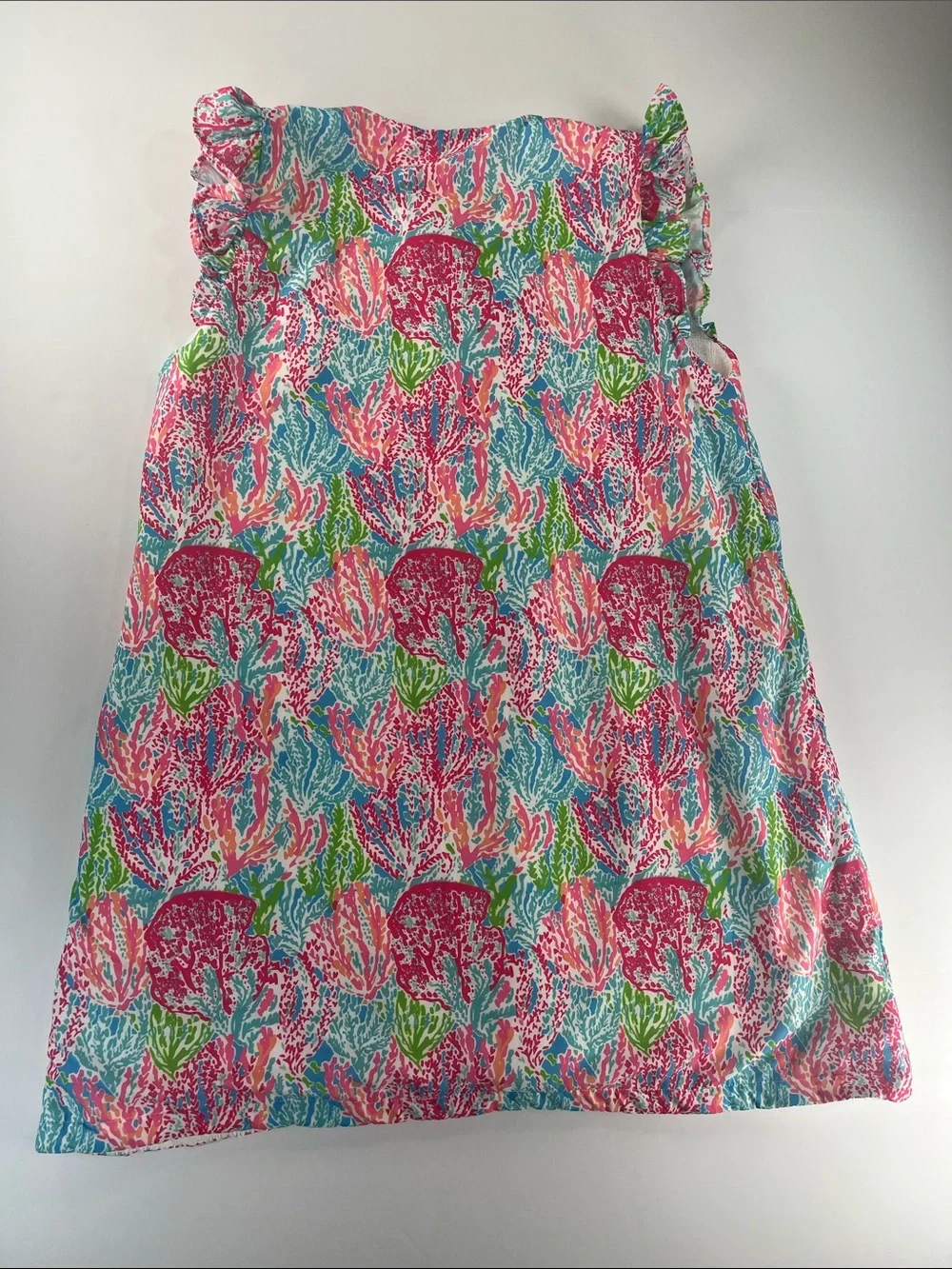 Little Bear Smocks Girls Floral Multi Color Smock with Tie at Neck Sz 12